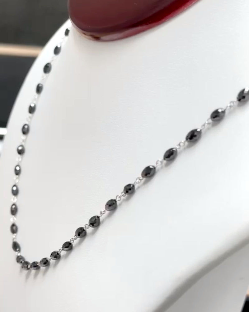 17" Inch Faceted Necklace Black Diamond Necklace For Her Birthday Gift